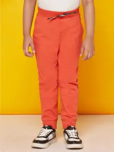 SPUNKIES Boys Orange Coloured Solid Organic Cotton Joggers