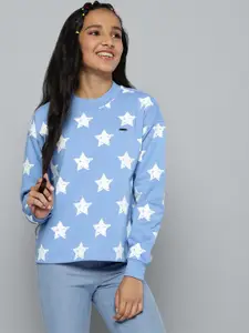JUSTICE Girls Blue & White Star Print Sweatshirt