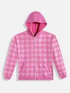 JUSTICE Girls Pink Brand Logo Print Hooded Sweatshirt
