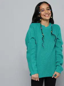 JUSTICE Girls Green Ribbed Pullover