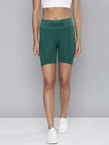 Puma Women Green Animal Printed Slim Fit Training Shorts
