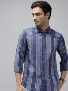 Pepe Jeans Opaque Striped Cotton Linen Casual Shirt