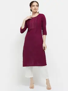 max Women Magenta Solid Straight Kurta
