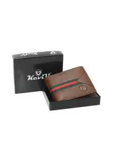 Keviv Men Brown & Red Leather Two Fold Wallet