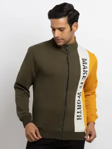 Status Quo Men Olive Green Printed Sweatshirt