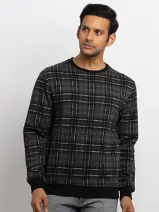 Status Quo Men Black Checked Sweatshirt