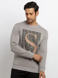 Status Quo Men Silver-Toned Printed Sweatshirt