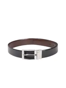 Louis Philippe Men Black & Brown Textured Leather Reversible Belt