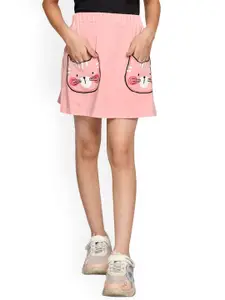 SPUNKIES Girls Pink Solid Flared Mini Skirts