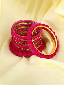 ZaffreCollections Set Of 23 Gold-Plated Stone Studded Metal Bangles