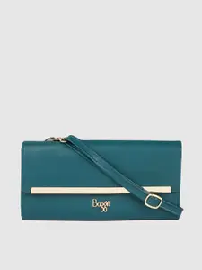 Baggit Women Teal Green Solid Envelope Wallet With Detachable Strap