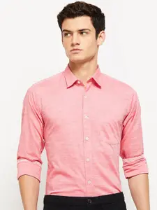 max Men Pink Cotton Slim Fit Casual Shirt