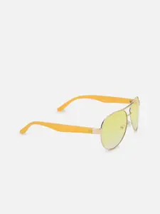FOREVER 21 Women Yellow Lens & Gold-Toned Aviator Sunglasses