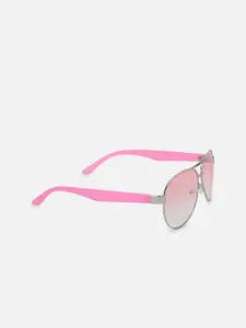 FOREVER 21 Women Pink Lens & Silver-Toned Aviator Sunglasses