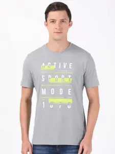 Jockey Men Grey Typography Printed T-shirt