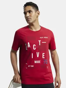 Jockey Men Red Typography Printed T-shirt