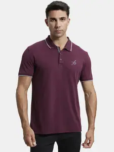 Jockey Men Purple Polo Collar T-shirt