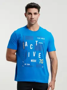 Jockey Men Blue Printed Cotton T-shirt