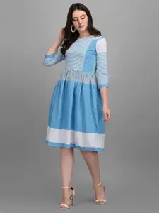 Kinjo Blue & White Midi Dress