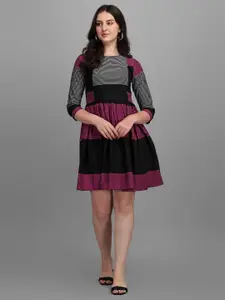 Kinjo Purple & Black Colourblocked Dress