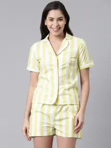 EVERYDAY by ANI Women Yellow & White Striped Night suit