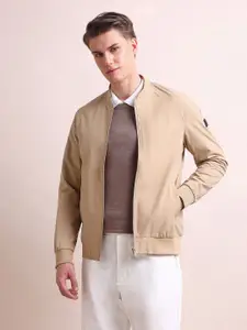 Arrow Sport Men Beige Bomber with Embroidered Jacket