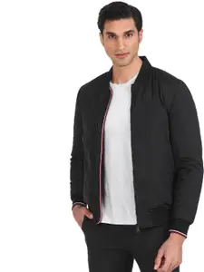 Arrow Sport Men Black Solid Bomber Jacket