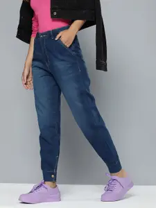 Flying Machine Women Navy Blue Slim Fit High-Rise Heavy Fade Stretchable Jeans