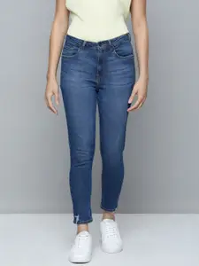 Flying Machine Women Blue Veronica Skinny Fit High-Rise Low Distress Light Fade Stretchable Jeans