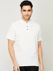 Melange by Lifestyle Men Beige Printed Cotton Kurta