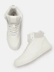 HRX by Hrithik Roshan Men White Solid Mid-Top Perforated Sneakres