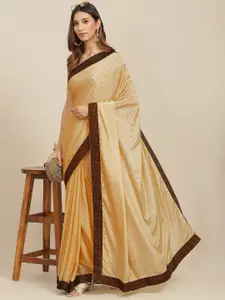 Ishin Cream-Coloured Embellished Zari Silk Blend Saree