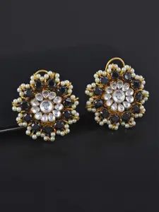 Tistabene Black & White Gold-Plated Contemporary Studs Earrings