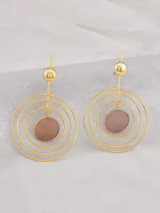 Tistabene Brown & Gold-Plated Contemporary Drop Earrings