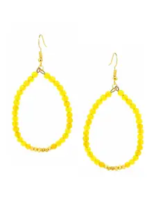 Tistabene Yellow Contemporary Wire Beaded Drop Earrings