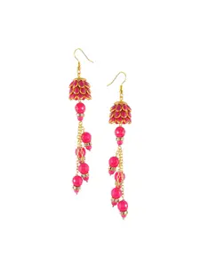 Tistabene Women Pink Gold Plated Contemporary Jhumkas Earrings