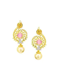 Tistabene Gold-Plated & Pink Contemporary Drop Earrings