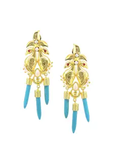 Tistabene Women Blue & Gold-Toned Contemporary Drop Earrings