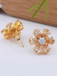 Tistabene Gold-Toned & White Contemporary Studs Earrings