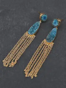 Tistabene Women Blue & Gold Plated Contemporary Drop Earrings