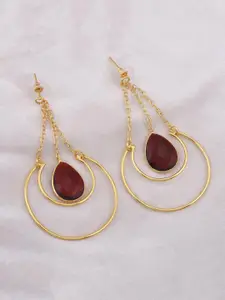 Tistabene Red & Gold Plated Crescent Shaped Drop Earrings