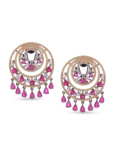 Tistabene Women Gold-Toned & Pink Contemporary Drop Earrings