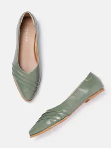 Allen Solly Women Sage Green Solid Ballerinas with Pleated Detail