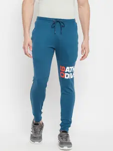 Duke Men Blue Solid Cotton Slim-Fit Joggers