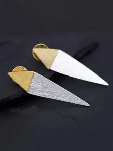 Tistabene Gold-Toned Triangular Gold-Plated Studs Earrings