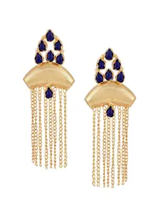Tistabene Women Navy Blue & Gold-Toned Contemporary Drop Earrings