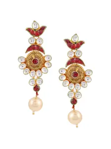 Tistabene Women Gold-Toned & Red Contemporary Drop Earrings