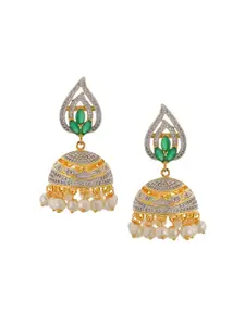 Tistabene Gold-Toned & Gold-Toned Contemporary Jhumkas Earrings