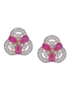 Tistabene Women Rose & White Alloy Contemporary Colored Stone Studs Earrings