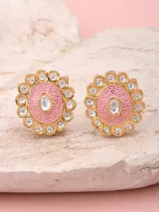Tistabene Women White & Pink Contemporary Studs Earrings